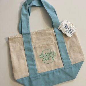 Trader Joe’s Mini Pastel Canvas Tote Bag Light Blue